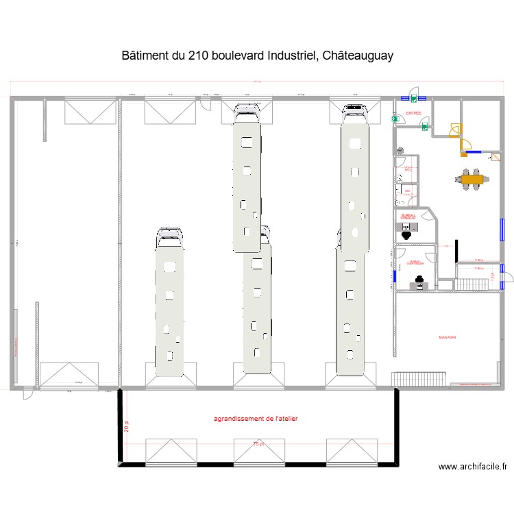 20240826 Bâtiment Châteauguay Option 1. Plan de 23 pièces et 448 m2