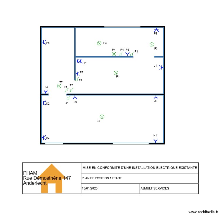 Pham plan de position rez-de-chaussée. Plan de 1 pièce et 28 m2