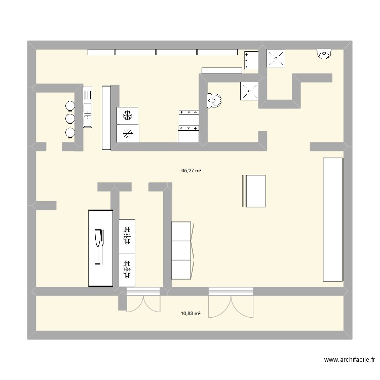 Plan ephad. Plan de 2 pièces et 76 m2