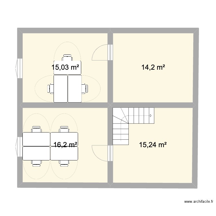 LF RTEZ. Plan de 4 pièces et 61 m2