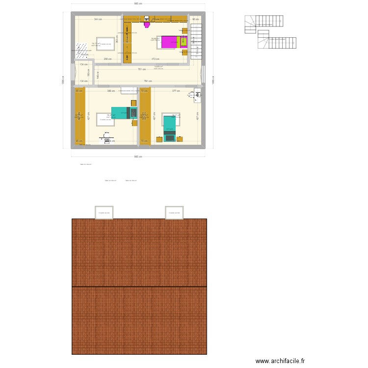 PLAN R+2. Plan de 7 pièces et 84 m2