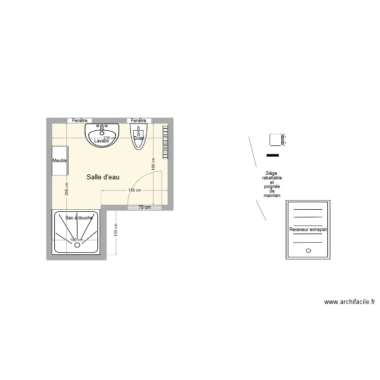 LAFFONT Michèle SDB existant. Plan de 1 pièce et 5 m2