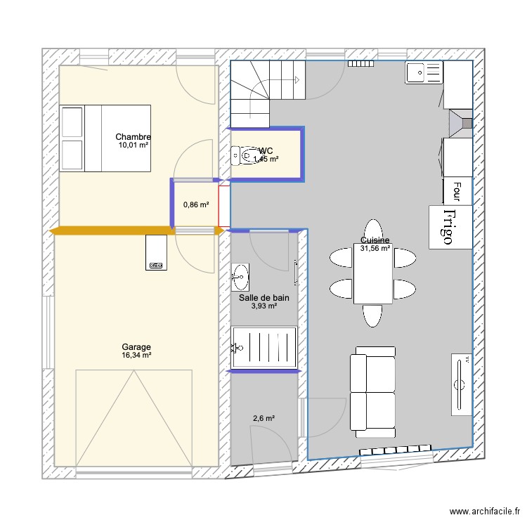 PROJET N3. Plan de 7 pièces et 67 m2