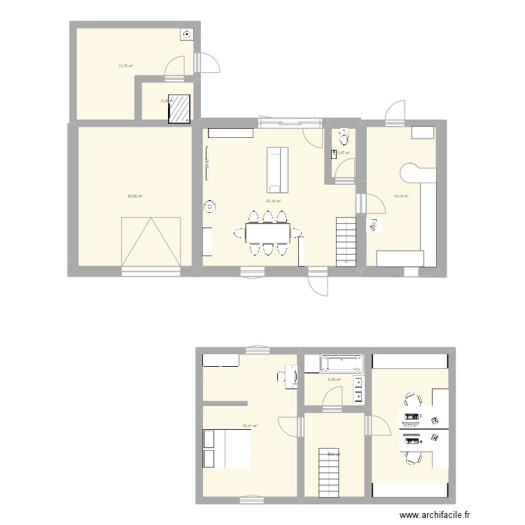 Maison 2 Bouée. Plan de 10 pièces et 150 m2