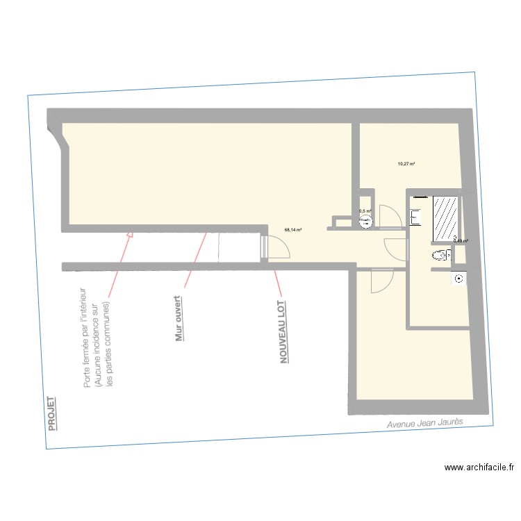 114-2. Plan de 4 pièces et 79 m2