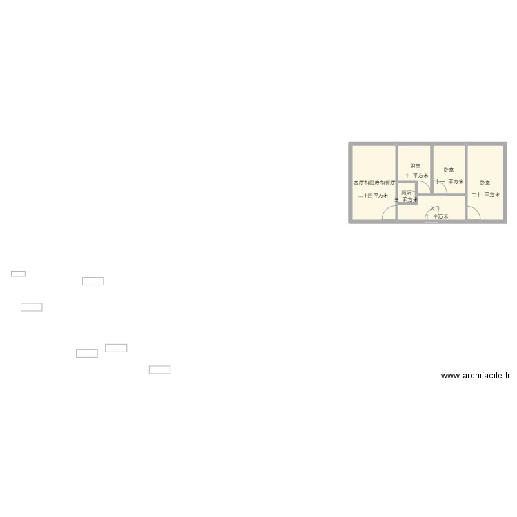 fdfd. Plan de 6 pièces et 80 m2