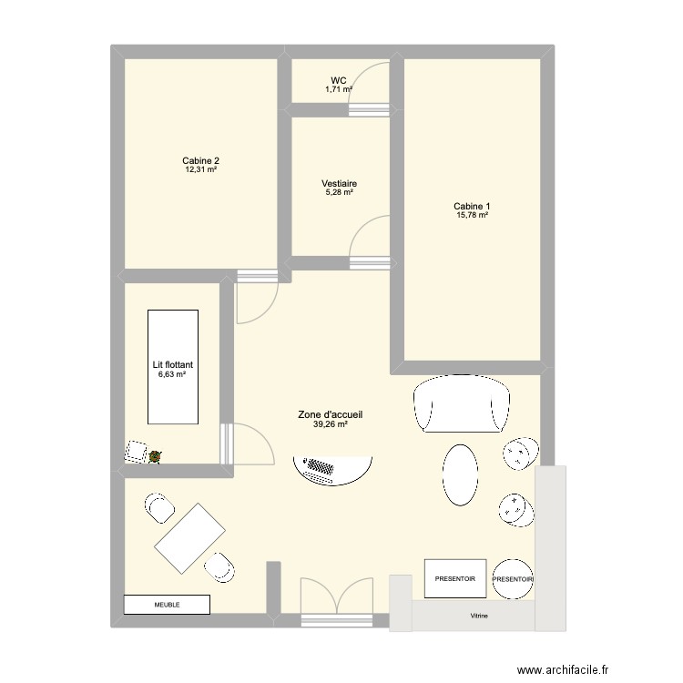 perle marine. Plan de 6 pièces et 81 m2