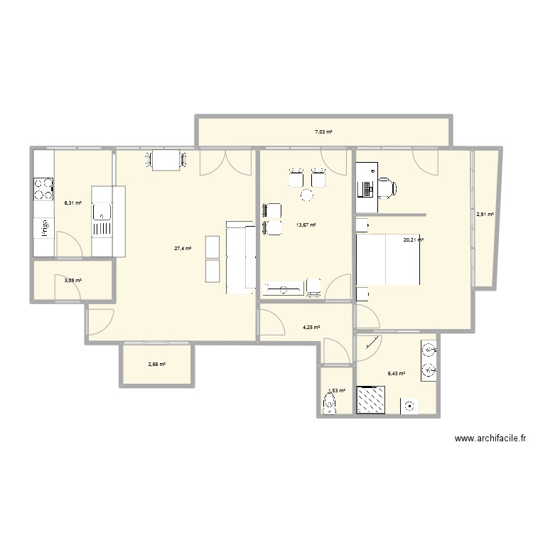 Pasteur. Plan de 11 pièces et 98 m2