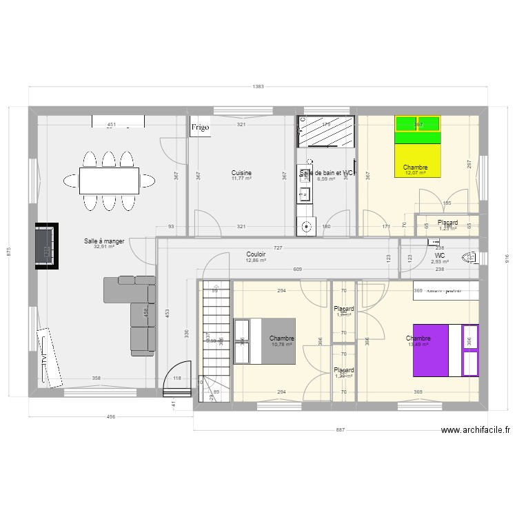 Maison Aire. Plan de 12 pièces et 111 m2