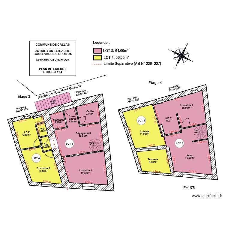 CALLAS (R+3 et 4) Modifs 2025 (226+227). Plan de 14 pièces et 103 m2