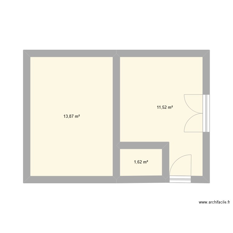 MAison aline. Plan de 3 pièces et 27 m2