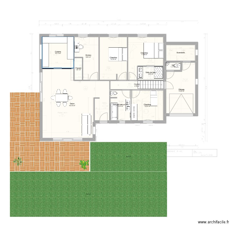 Selection travaux 2 avec réseau. Plan de 13 pièces et 130 m2