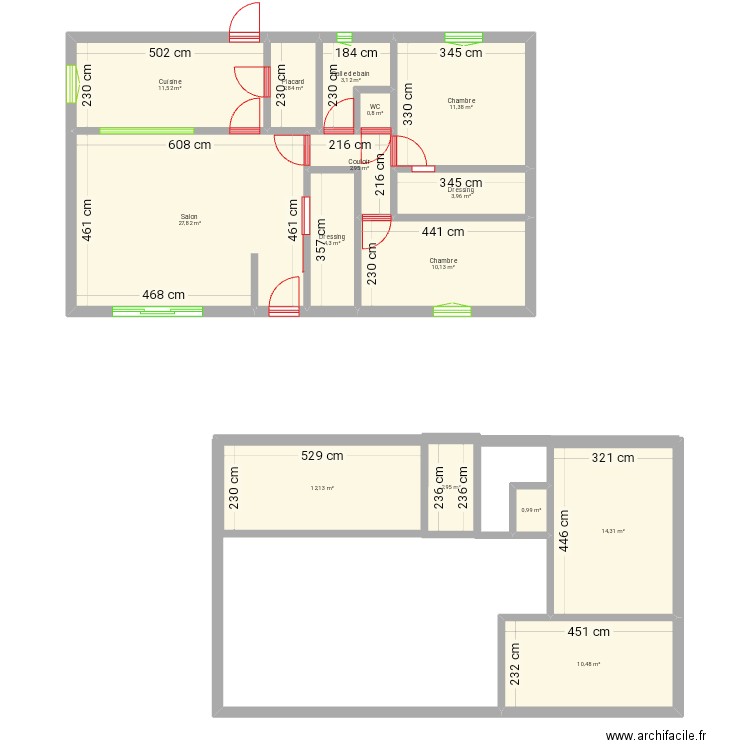 Maison 3containers. Plan de 15 pièces et 120 m2