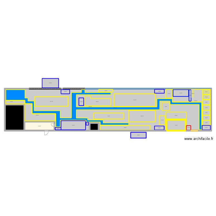 découpe. Plan de 41 pièces et 568 m2