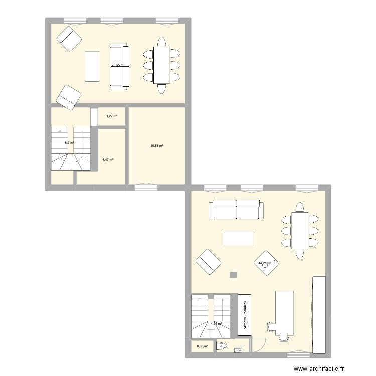 projet 1. Plan de 8 pièces et 98 m2