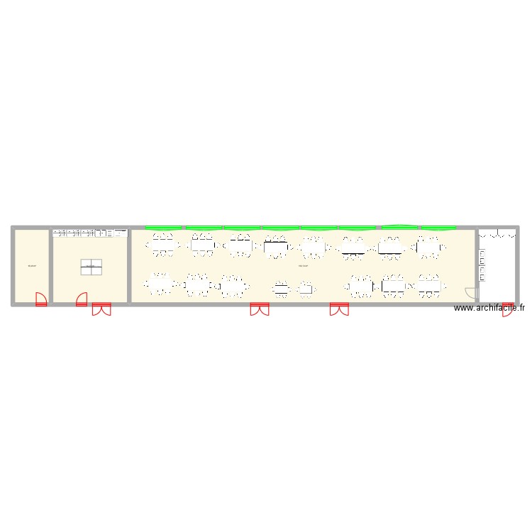 Casino de alumnos. Plan de 3 pièces et 201 m2