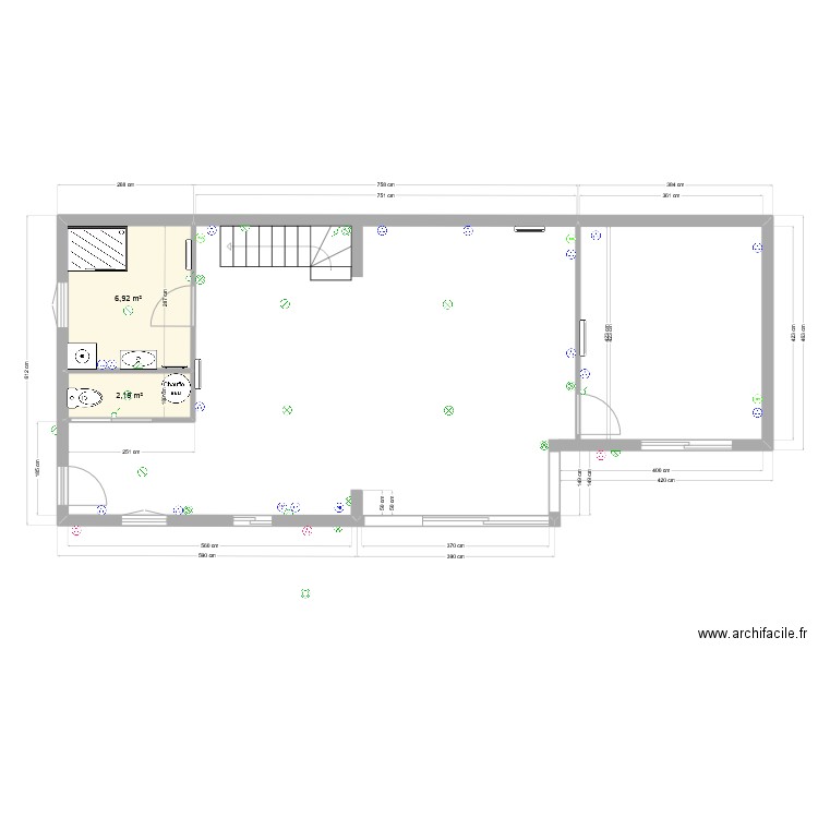 Les Mouettes   Electricité. Plan de 2 pièces et 9 m2