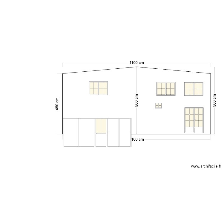 façade actuelle. Plan de 0 pièce et 0 m2