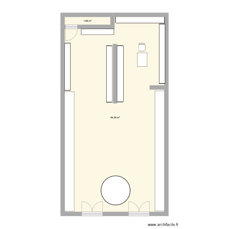 nocibé. Plan de 2 pièces et 86 m2