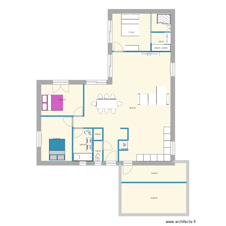 Plan angle carbonne 3. Plan de 11 pièces et 132 m2