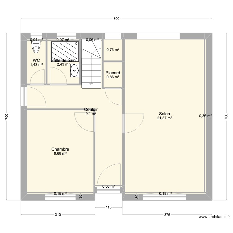 Brosso10RdC. Plan de 14 pièces et 47 m2