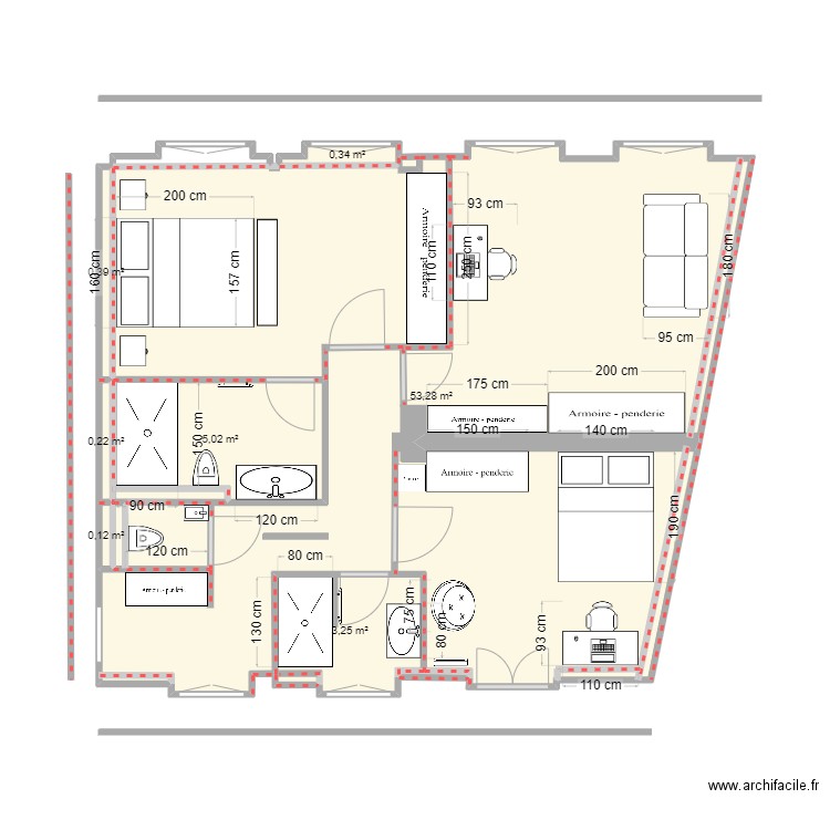 Montreuil 3eme. Plan de 7 pièces et 63 m2