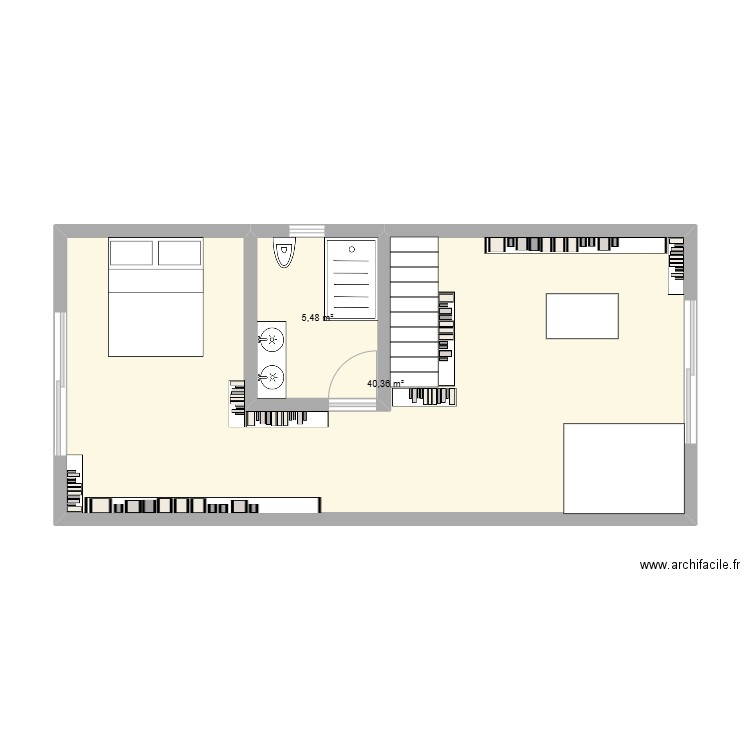 FRED ETAGE. Plan de 2 pièces et 46 m2