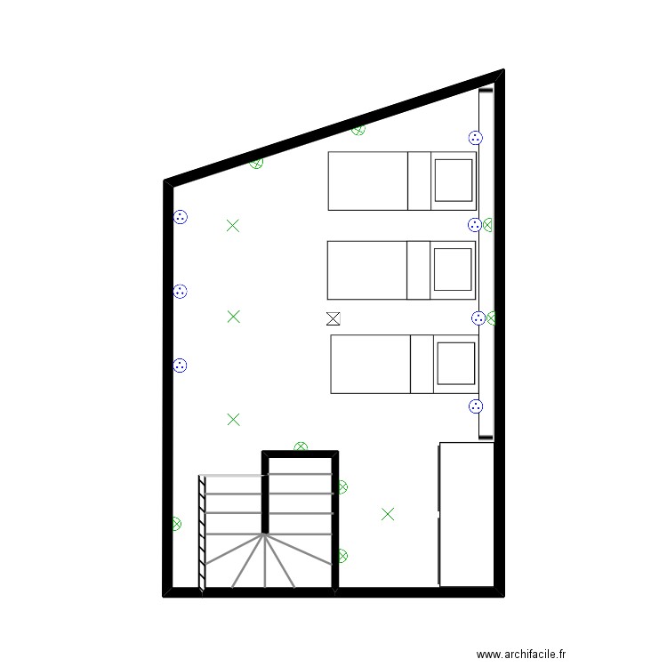 DORTOIR 4. Plan de 2 pièces et 26 m2