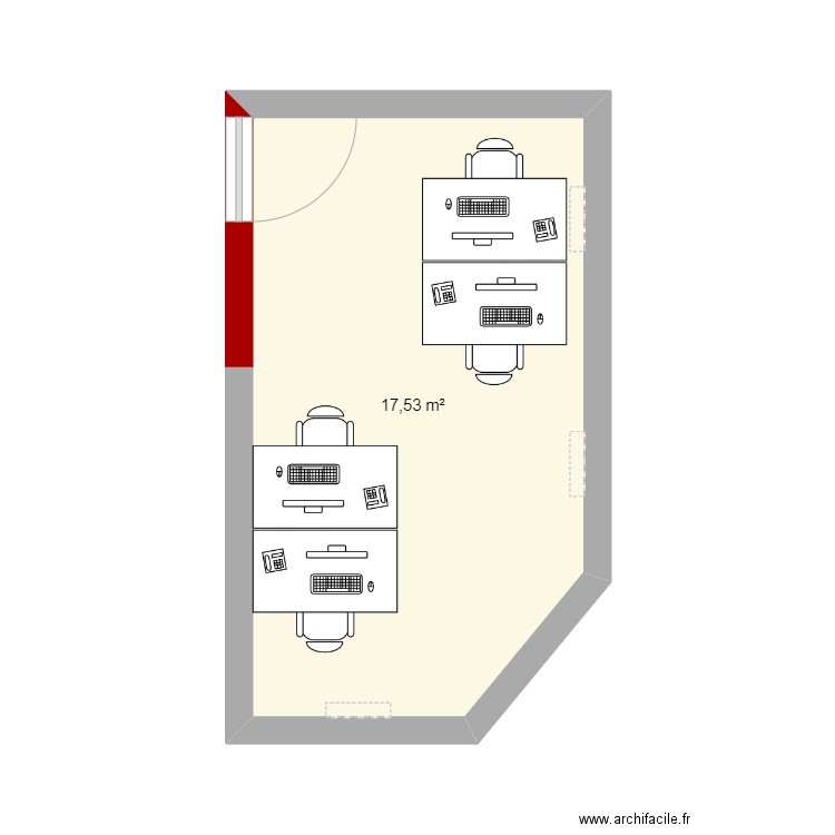 bureaux com. Plan de 1 pièce et 18 m2