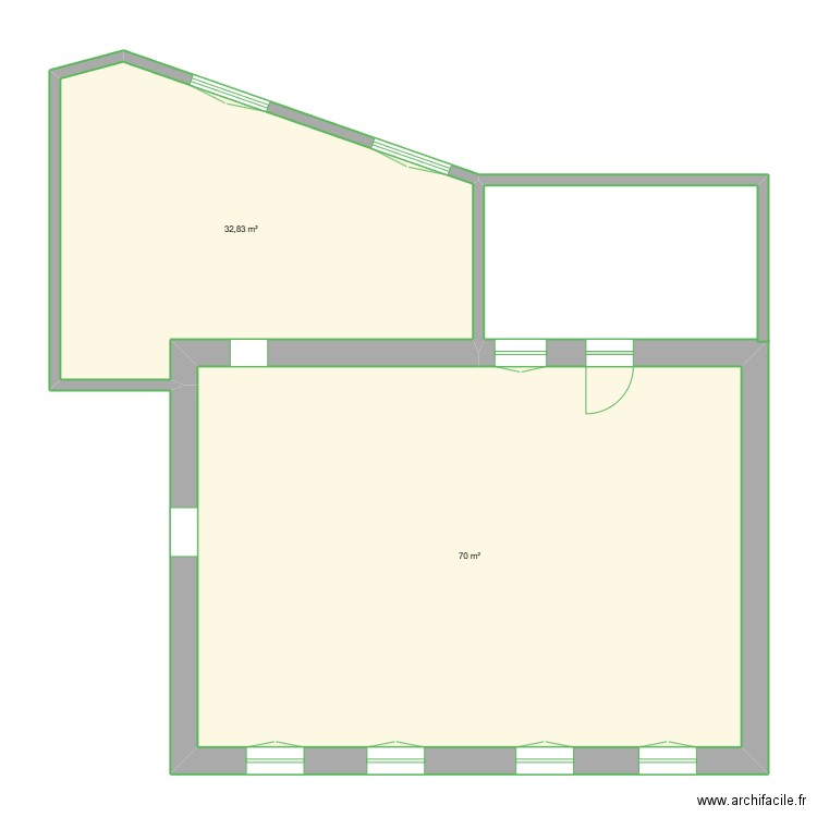 r+1. Plan de 2 pièces et 103 m2