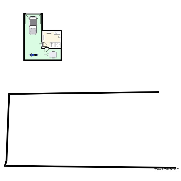 RDC. Plan de 4 pièces et 63 m2