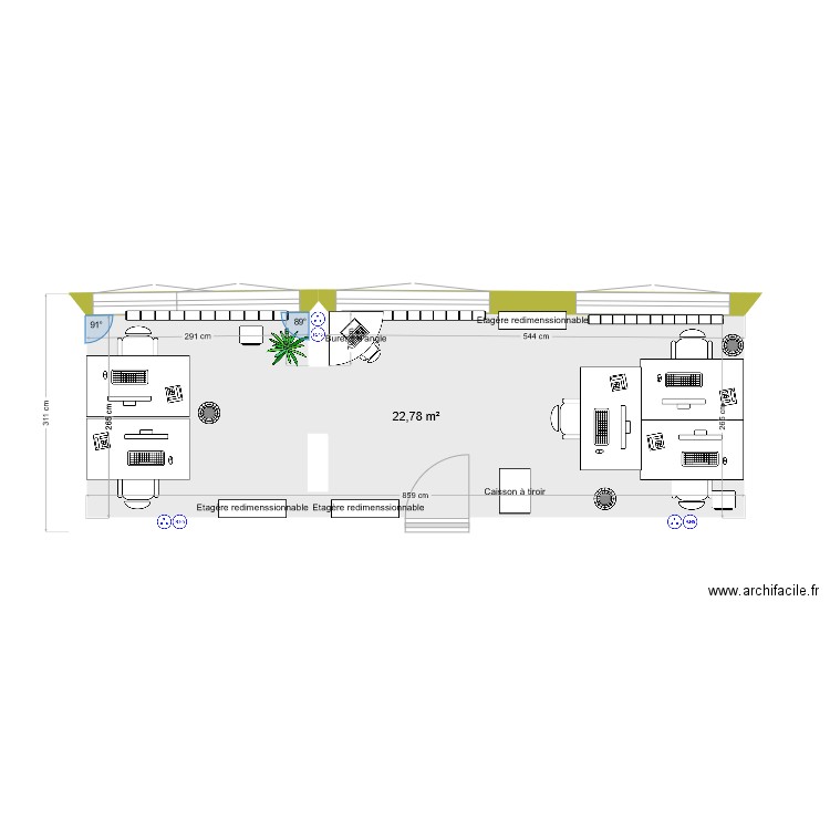 BUREAU FORMATION. Plan de 1 pièce et 23 m2