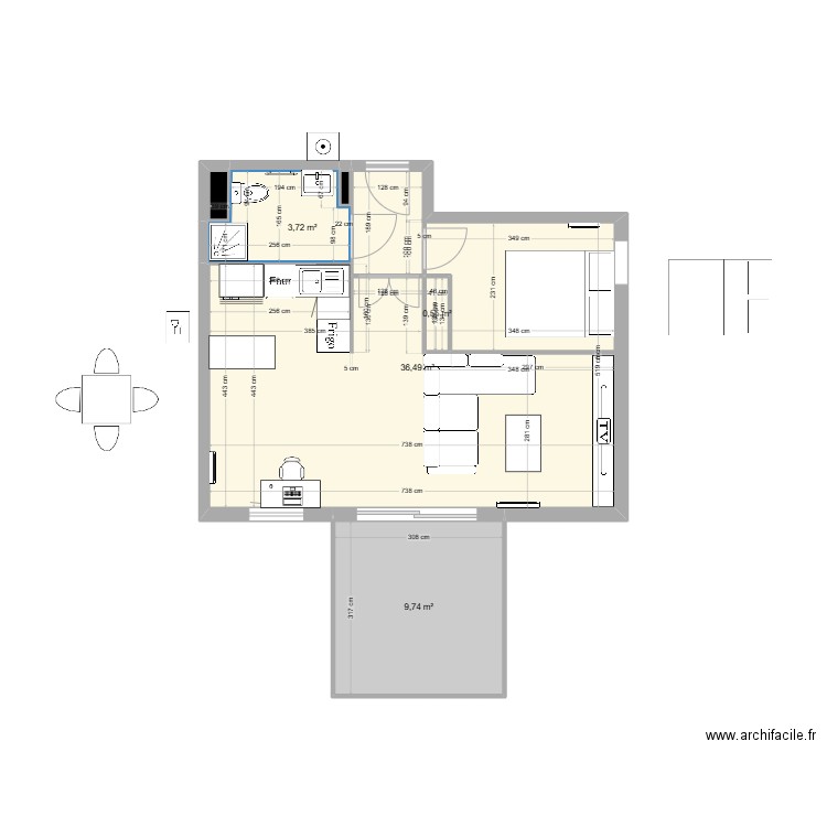 Massy travaux 2. Plan de 6 pièces et 51 m2