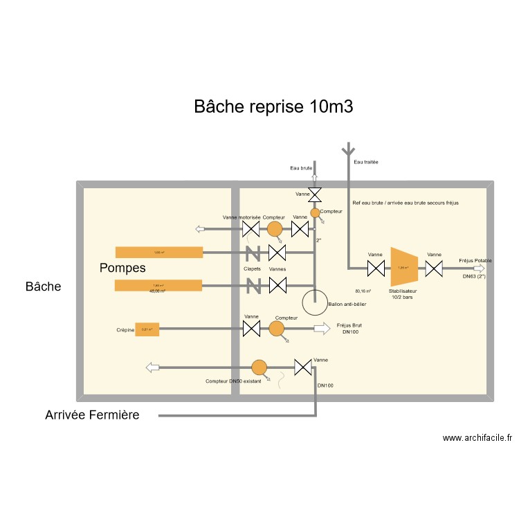 La salle les Alpes Blanchard. Plan de 2 pièces et 128 m2