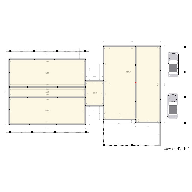 Desenho para piso zero. Plan de 5 pièces et 236 m2