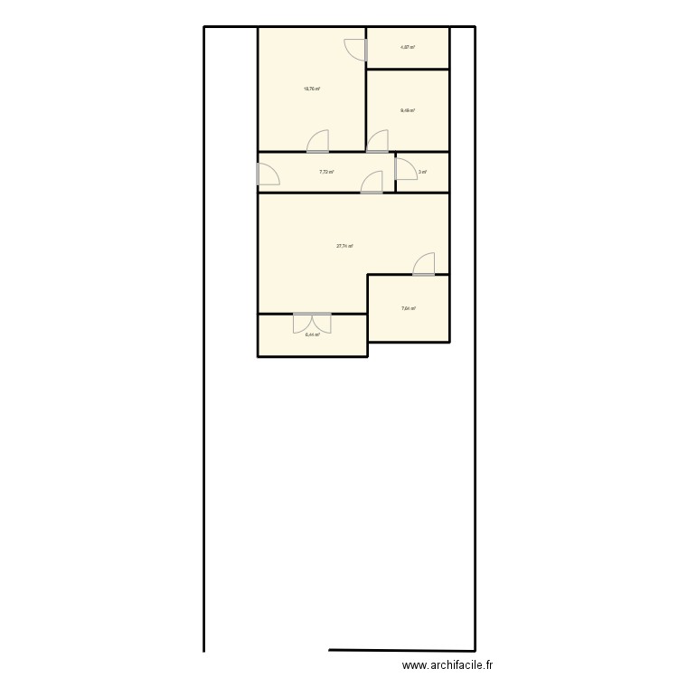 Loua2 bis. Plan de 8 pièces et 86 m2