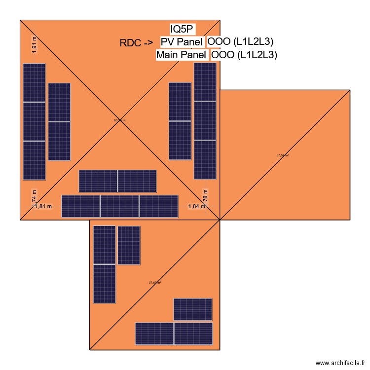 Morelli. Plan de 3 pièces et 165 m2