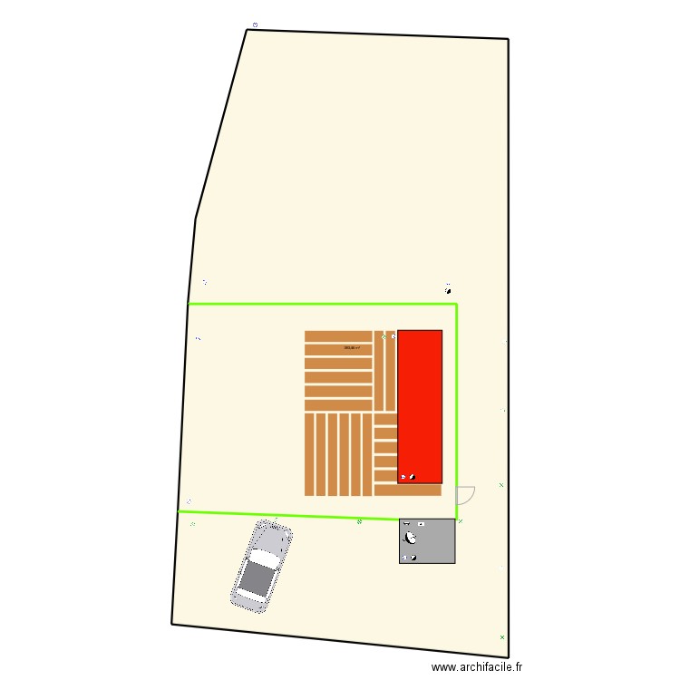 terrainstade. Plan de 1 pièce et 383 m2