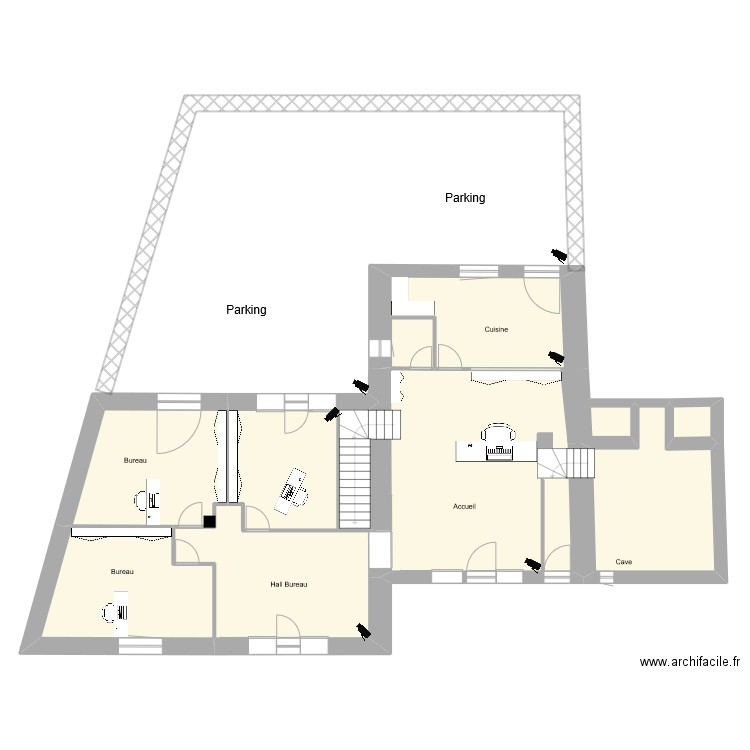 Plan Caméras Rdc. Plan de 15 pièces et 263 m2