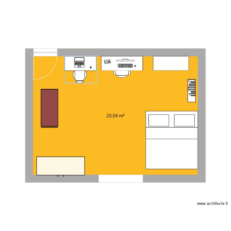 bureau bazin. Plan de 1 pièce et 23 m2