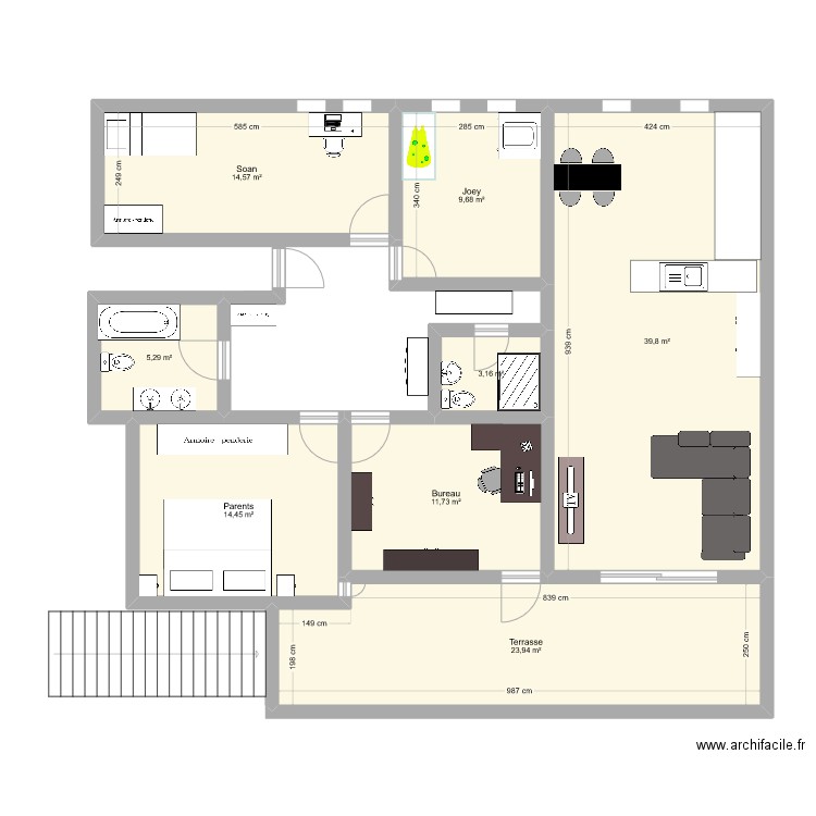 Delley 5.1. Plan de 8 pièces et 123 m2