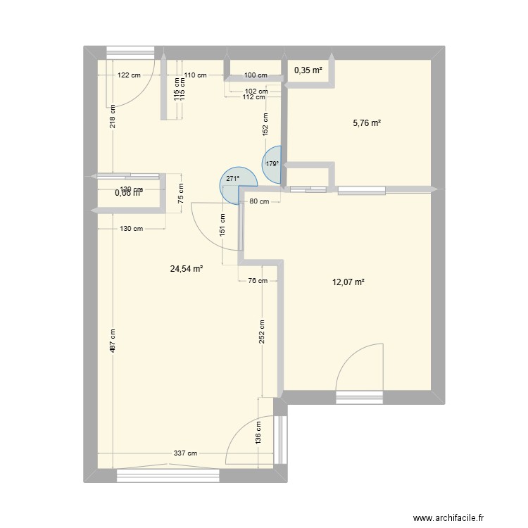 Damecosi 2. Plan de 3 pièces et 44 m2