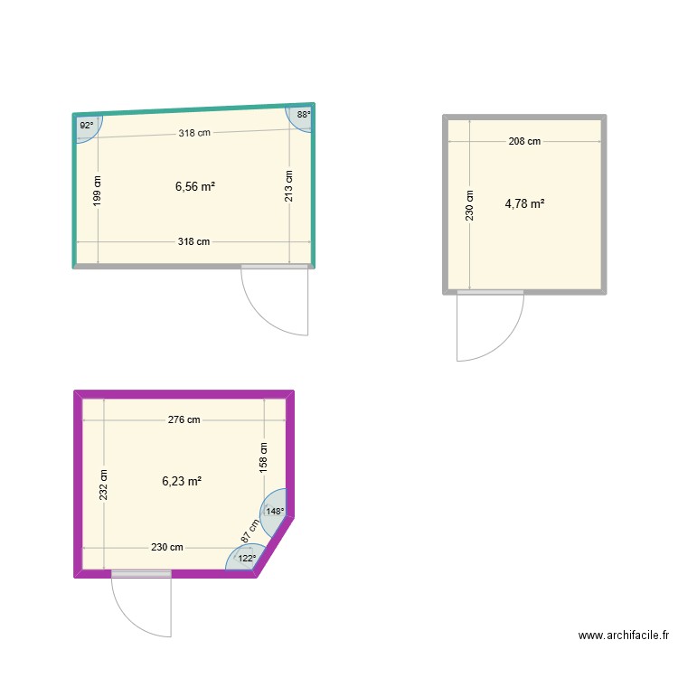 RELAIS. Plan de 3 pièces et 18 m2