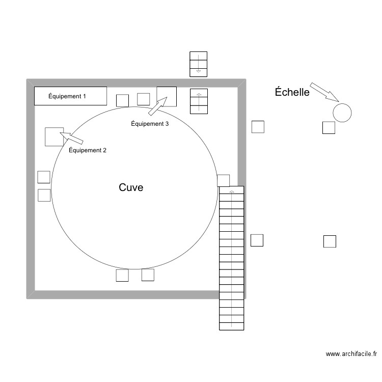 Zone 7 Rdc. Plan de 1 pièce et 44 m2