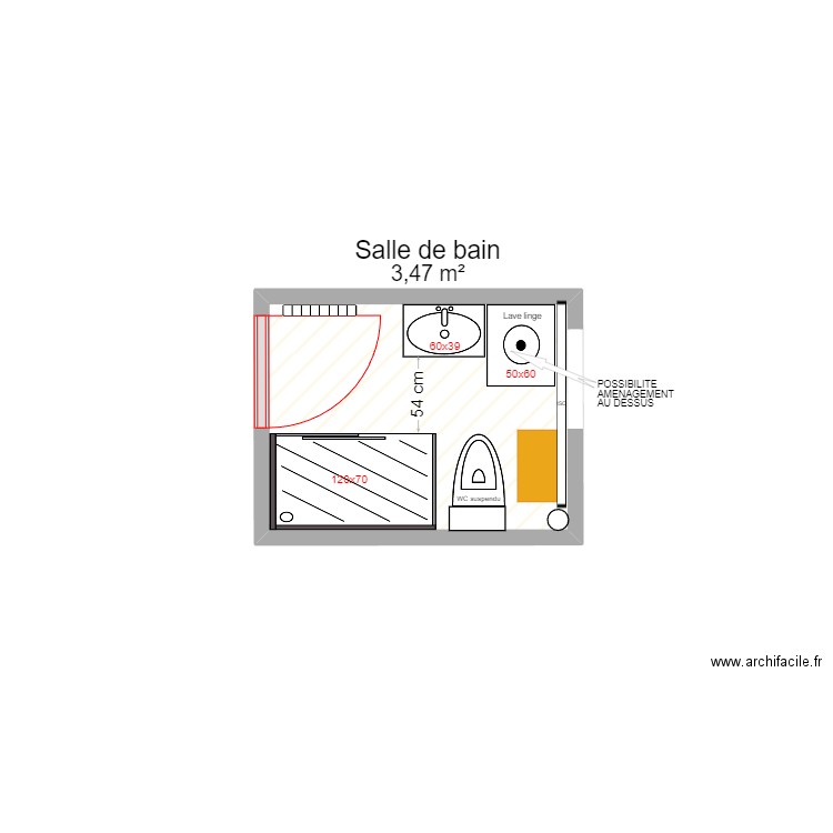 SB ANNA V2. Plan de 1 pièce et 3 m2