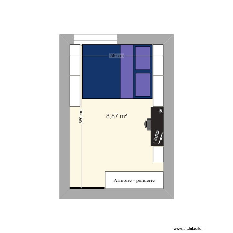 Ma chambre . Plan de 1 pièce et 9 m2