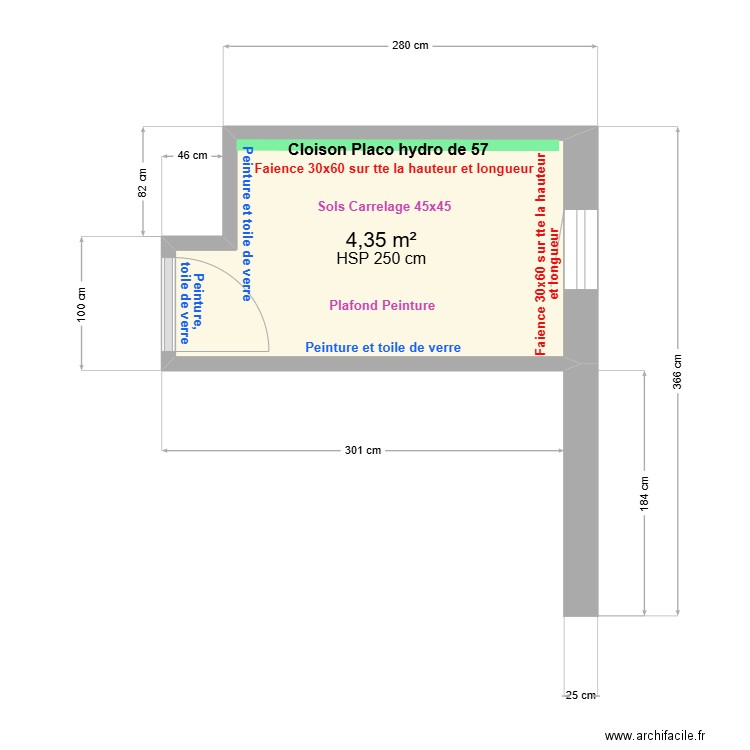 GILBERT Finition. Plan de 1 pièce et 4 m2