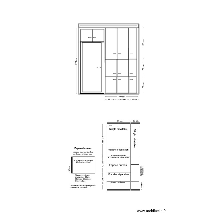 dressing mathilde. Plan de 1 pièce et 7 m2