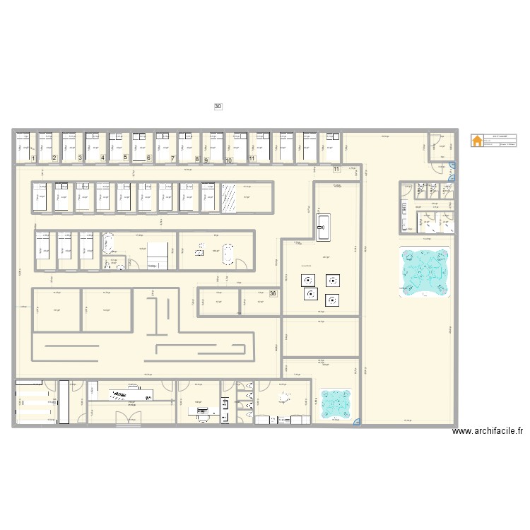 plan sauna 4. Plan de 64 pièces et 811 m2