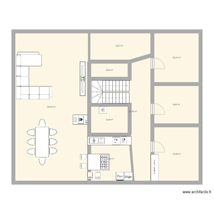 ferme. Plan de 9 pièces et 139 m2